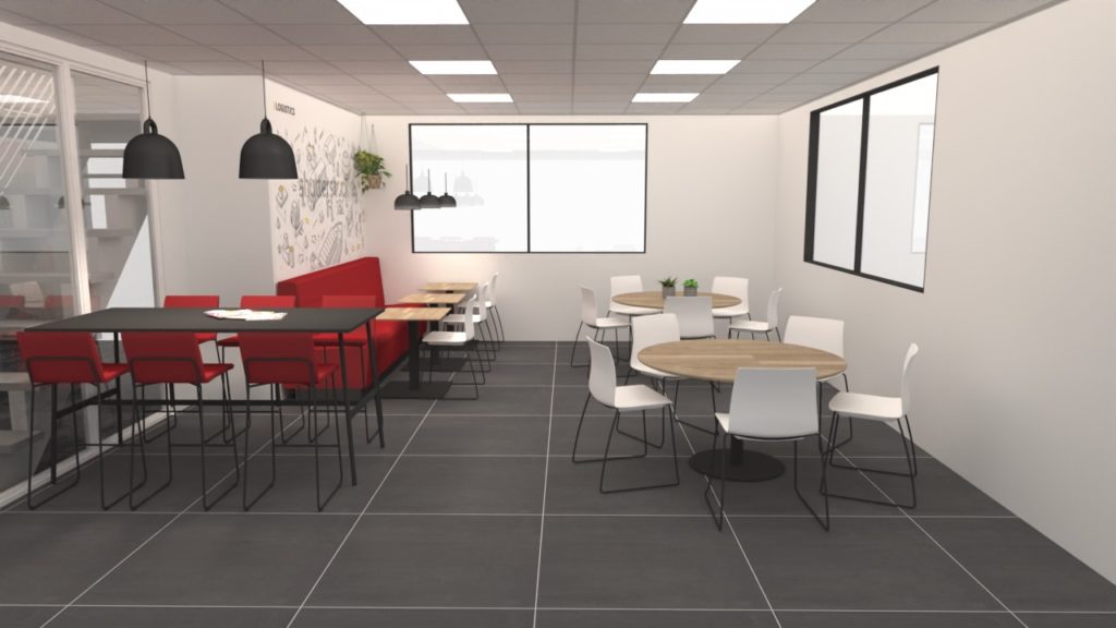 Kantine wit rood zwart tegels